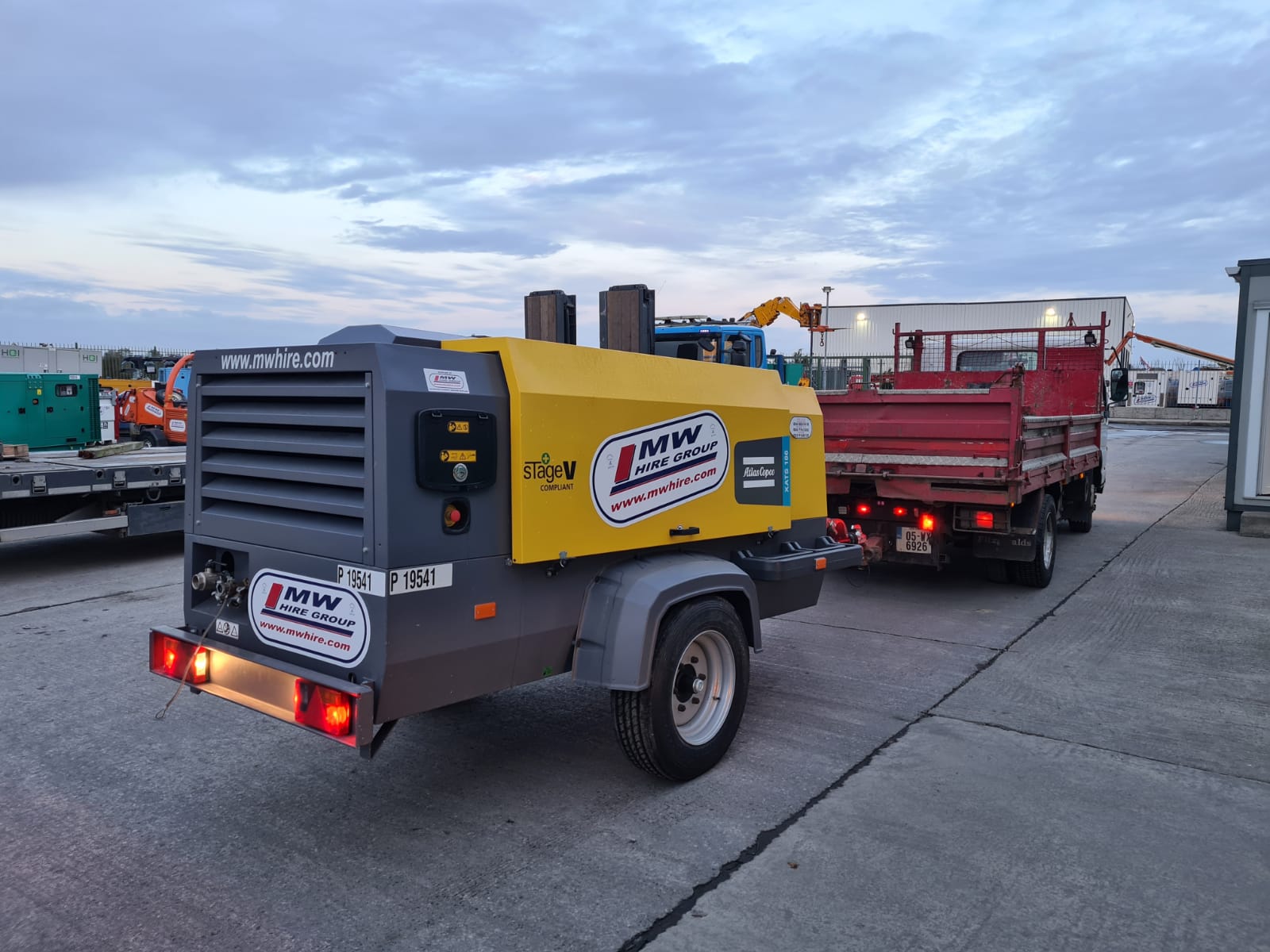 New 186 Atlas Copco 400 CFM High Pressure compressor heading on a rental project